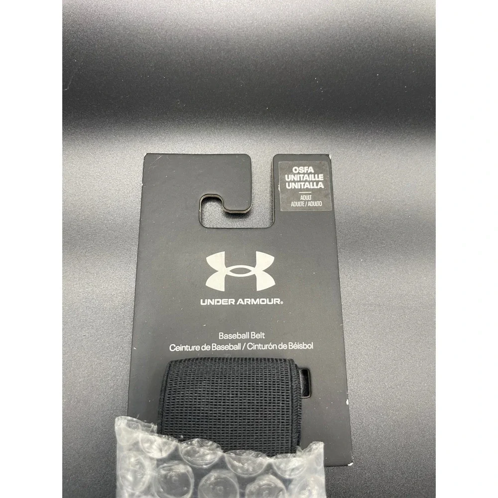 Under Armour Mens Baseball Belt Black Elastic Leather Tip 1252084 OSFA New